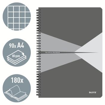 LEITZ Ant.bok Leitz Office kart. A4 ruta grå (46471085*5)