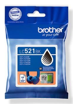 BROTHER LC521BK Black ink cartridge,  yield up to 500 pages (LC521BK)