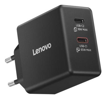 LENOVO Dual USB-C 65W GaN Charger Black EU (40AW065BEU)