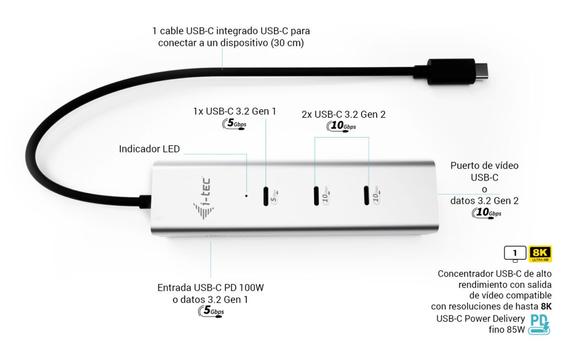 I-TEC USB-C CHARGE HUB 5 PORTS WITH USB-C VIDEO 8K PD 85W PERP (C31HUBMETAL8KPDPRO)