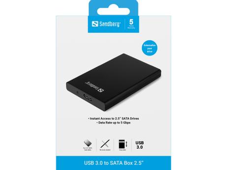 Sandberg USB 3.0 to SATA Box 2.5" - drevkabinett - SATA - USB 3.0 (133-89)