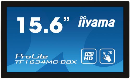 IIYAMA ProLite TF1634MC-B8X - LED monitor - 15.6" - open frame - touchscreen - 1920 x 1080 Full HD (1080p) @ 60 Hz - IPS - 450 cd/m² - 700:1 - 25 ms - HDMI, VGA, DisplayPort - black, matte (TF1634MC-B8X)
