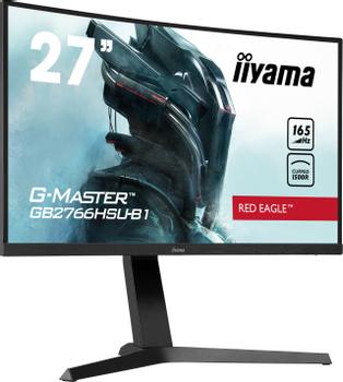IIYAMA G-MASTER Red Eagle GB2766HSU-B1 - LED monitor - curved - 27" - 1920 x 1080 Full HD (1080p) @ 165 Hz - VA - 250 cd/m² - 3000:1 - 1 ms - 2xHDMI, DisplayPort - speakers - matte black (GB2766HSU-B1)