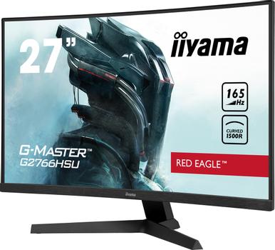 IIYAMA G-MASTER Red Eagle G2766HSU-B1 - LED monitor - curved - 27" - 1920 x 1080 Full HD (1080p) @ 165 Hz - VA - 250 cd/m² - 3000:1 - 1 ms - 2xHDMI, DisplayPort - speakers - matte black (G2766HSU-B1)