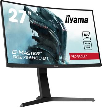 IIYAMA G-MASTER Red Eagle GB2766HSU-B1 - LED monitor - curved - 27" - 1920 x 1080 Full HD (1080p) @ 165 Hz - VA - 250 cd/m² - 3000:1 - 1 ms - 2xHDMI, DisplayPort - speakers - matte black (GB2766HSU-B1)