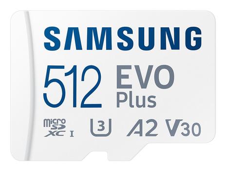 SAMSUNG EVO Plus 512GB V30 A1 UHSI Class 10 MicroSDXC Memory Card and Adapter (MB-MC512KA/EU)