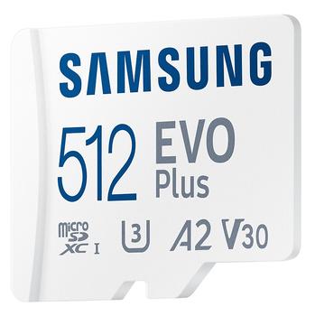 SAMSUNG EVO Plus 512GB V30 A1 UHSI Class 10 MicroSDXC Memory Card and Adapter (MB-MC512KA/EU)