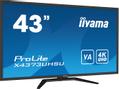 IIYAMA ProLite X4373UHSU-B1 - LED monitor - 43" (42.5" viewable) - 3840 x 2160 4K @ 60 Hz - VA - 400 cd/m² - 4000:1 - 3 ms - 2xHDMI, DisplayPort,  Mini DisplayPort - speakers - matte black (X4373UHSU-B1)