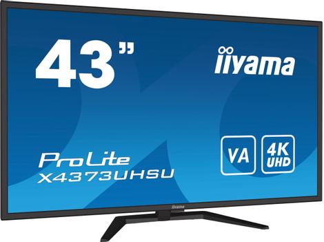 IIYAMA ProLite X4373UHSU-B1 - LED monitor - 43" (42.5" viewable) - 3840 x 2160 4K @ 60 Hz - VA - 400 cd/m² - 4000:1 - 3 ms - 2xHDMI, DisplayPort,  Mini DisplayPort - speakers - matte black (X4373UHSU-B1)