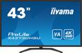 IIYAMA ProLite X4373UHSU-B1 - LED monitor - 43" (42.5" viewable) - 3840 x 2160 4K @ 60 Hz - VA - 400 cd/m² - 4000:1 - 3 ms - 2xHDMI, DisplayPort,  Mini DisplayPort - speakers - matte black (X4373UHSU-B1)