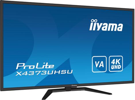 IIYAMA ProLite X4373UHSU-B1 - LED monitor - 43" (42.5" viewable) - 3840 x 2160 4K @ 60 Hz - VA - 400 cd/m² - 4000:1 - 3 ms - 2xHDMI, DisplayPort,  Mini DisplayPort - speakers - matte black (X4373UHSU-B1)