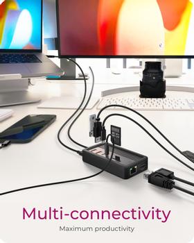 ICY BOX 10 i 1 DockingStation med spor for M.2 NVME SSD, USB-C, USB, HDMI (61185)