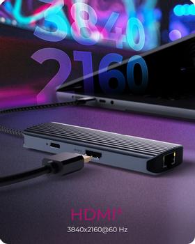 ICY BOX 6-in-1 Travel Docking 1×HDMI 4K 60Hz, 3× USB-A 3.2 Gen1, USB-C, RJ45 (61143)