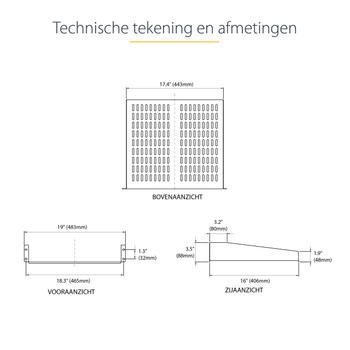 STARTECH Universal Fixed Server Rack Shelf 2U Cantilever Shelf - 22kg (CABSHELFV)