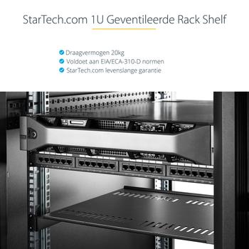 STARTECH Vented 1U Rack Shelf - 10 in. Deep (CABSHELFV1U)