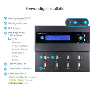 STARTECH 1:7 STANDALONE USB DUPLICATOR / ERASER -FLASH DRIVES PERP (USBDUPE17)