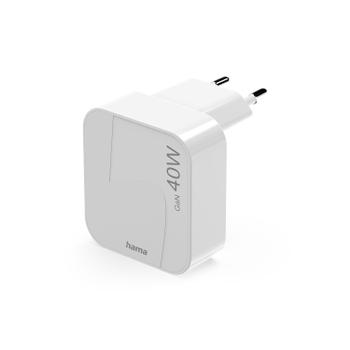 HAMA Fast Folding Mini Charger 2xUSB-C GaN PD 40W White (00201955)