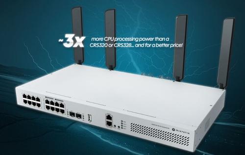 MIKROTIK Cloud Router Switch with WIFI6 RouterOS L5, rackmount case (CRS418-8P-8G-2S+5axQ2axQ-RM)