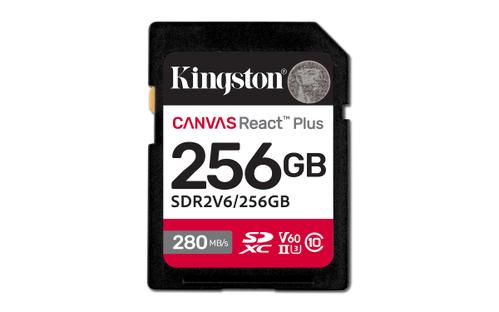KINGSTON KINSTON 256GB CANVAS REACT PLUS SDXC UHS-II 280R/150W U3 V60 FOR FULL HD/4K (SDR2V6/256GB)