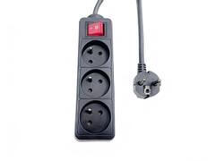 MICROCONNECT 3-way Power Strip on/off 