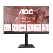 AOC C U27E4CV - E4 Series - LED monitor - 27" - 3840 x 2160 4K UHD (2160p) @ 60 Hz - IPS - 400 cd/m² - 1200:1 - 4 ms - 2xHDMI, DisplayPort, USB-C - speakers - black