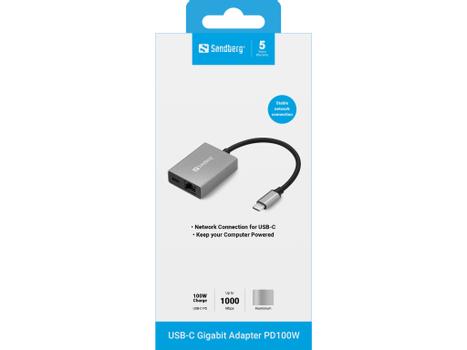 SANDBERG USB-C Gigabit Adapter PD100W (136-60)