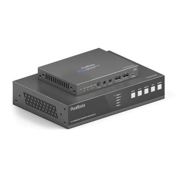 PURELINK PT-PSW-52KVM | 18Gbps USB-C KVM Switcher w. Dante | 5in x 1out | 3840x2160 60Hz 4:4:4 | Presentations switch set incl HDBT Reciever (PT-PSW-52KVM)
