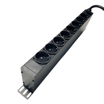 LinkIT 19" Strømskinne 8xCEE 7/4 3m amperemeter,  16A, black (LI-PDU8SAMP-1U-3MB)