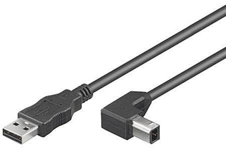 MicroConnect USB-kabel - USB-type B (hann) til USB (hann) - USB 2.0 - 3 m - 90°-kontakt (USBAB3ANGLED)
