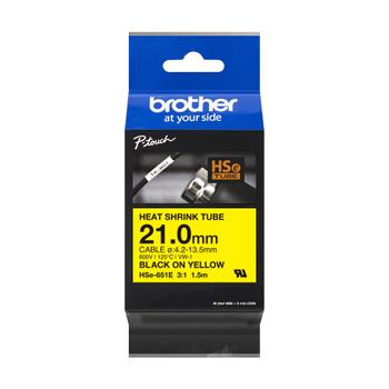 BROTHER HSe-651E  Heat Shrink Tube Black on Yellow 21.0mm (HSE651E)