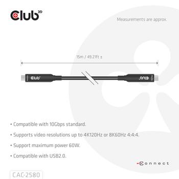 CLUB 3D 15M Full-Feature Usb-C® Cable  (CAC-2580)