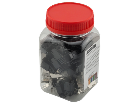 LinkIT Shielded RJ45 plug & black boot 50µ gold-plated , AWG23-26 , 25 of each (LI-RJ45STP-PB-783)