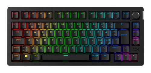 HyperX Alloy Rise 75 trådløst gamingtastatur (sort) 2,4 GHz, bluetooth,  Linear, 75%, nordisk layout, RGB, mekanisk, hot-swap (91Y91AA#UUW)