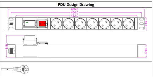 LinkIT 19" Strømskinne 7xCEE 7/4 2m CEE 7/7 , 16A , Surgearrest , 1U (LI-PDU7SSA-1U-3MB)
