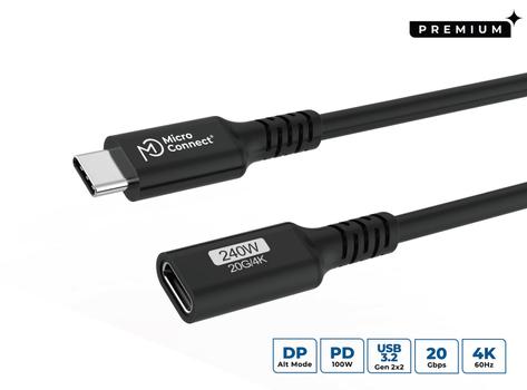 MicroConnect USB-C extension cable - 2m 100W, 10Gbps, USB 3.2 Gen 2x2 (USB3.2CC2EX)