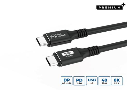 MicroConnect USB4 USB-C cable, 2m 100W, 40Gbps, Thunderbolt 4-kompatibel (USB4CC2)