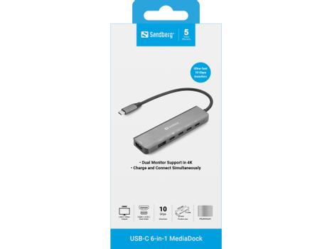 SANDBERG USB-C 6-in-1 MediaDock (136-77)