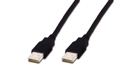 DIGITUS USB 2.0 kabel 1,0m, Classic, sort, (A han:A han) støbte stik (AK-300100-010-S)