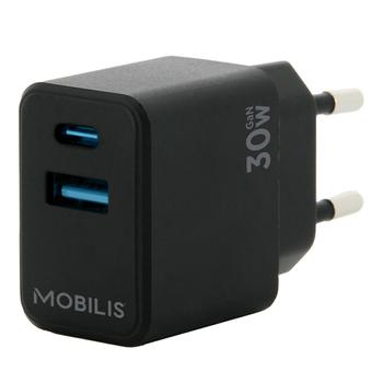 MOBILIS WALL CHARGER - 30W - 1 USB A + 1 USB C - GAN CHAR (001362)