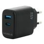 MOBILIS WALL CHARGER - 45W - 1 USB A + 1 USB C - GAN CHAR