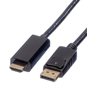 ROLINE DisplayPort kabel, DP han / UHD TV HDMI han - sort - 1,0 m. (11.04.5785)