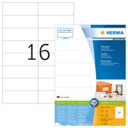 Herma Premium - Papir - matt - permanent selv-adhesiv - hvit - 105 x 37 mm 3200 etikett(er) (200 ark x 16) laminerte etiketter