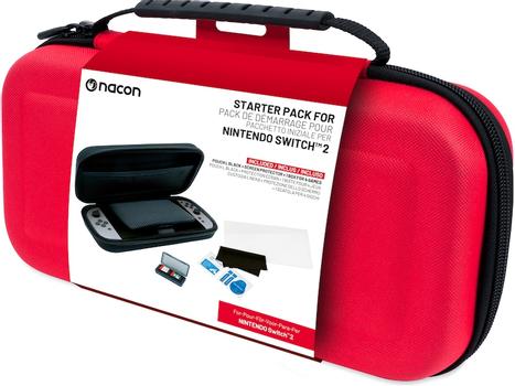 NACON Rigid Pouch L pakke for Nintendo Switch 2 (rød) Beskyttende etui, skjermbeskyttelse og card case, passer til Switch 2 (62028331)