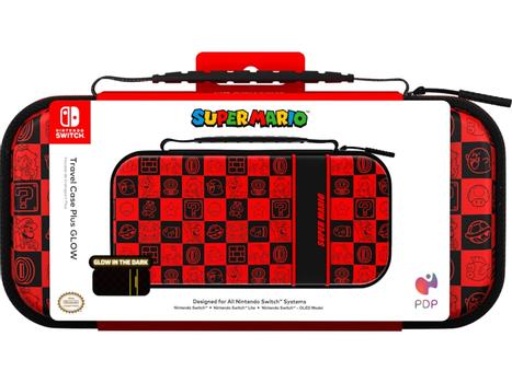 PDP NSW Travel Case Plus GLOW (super icon) Unik design som lyser i mørket, kompatibel med alle nintendo switch-modeller (750122SWTCPSI)