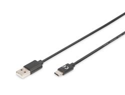 DIGITUS USB-C 2.0 kabel, USB-C: Han - USB-A: Han, 1,0m, Sort (AK-300154-010-S)