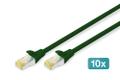 DIGITUS CAT 6A S-FTP patch cord,  Cu, LSZH AWG 26/7, length 3 m, 10 pieces, color green