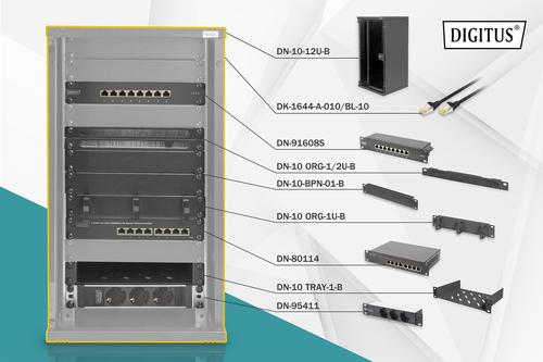 DIGITUS 10 inch network bundle incl. 12U cabinet black and various components IN (DN-10-SET-3-B)
