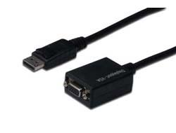 DIGITUS DisplayPort adapter cable DP - HD15 M/F 0.15m w/ interlock DP 1.1a compatible CE bl NS (AK-340410-001-S)