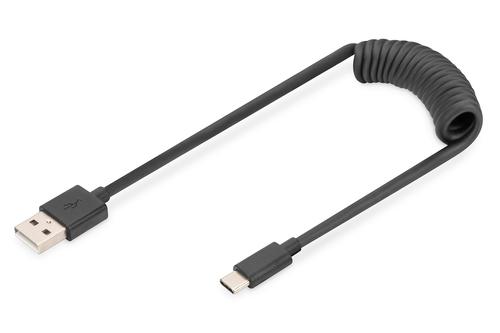 DIGITUS 1M USB SPRING CABLE TPE USB 2.0 (AK-300430-006-S)