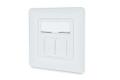 DIGITUS CAT 6A Class EA network outlet. shielded 2x RJ45. LSA. pure white. flush mount. 8 direction
